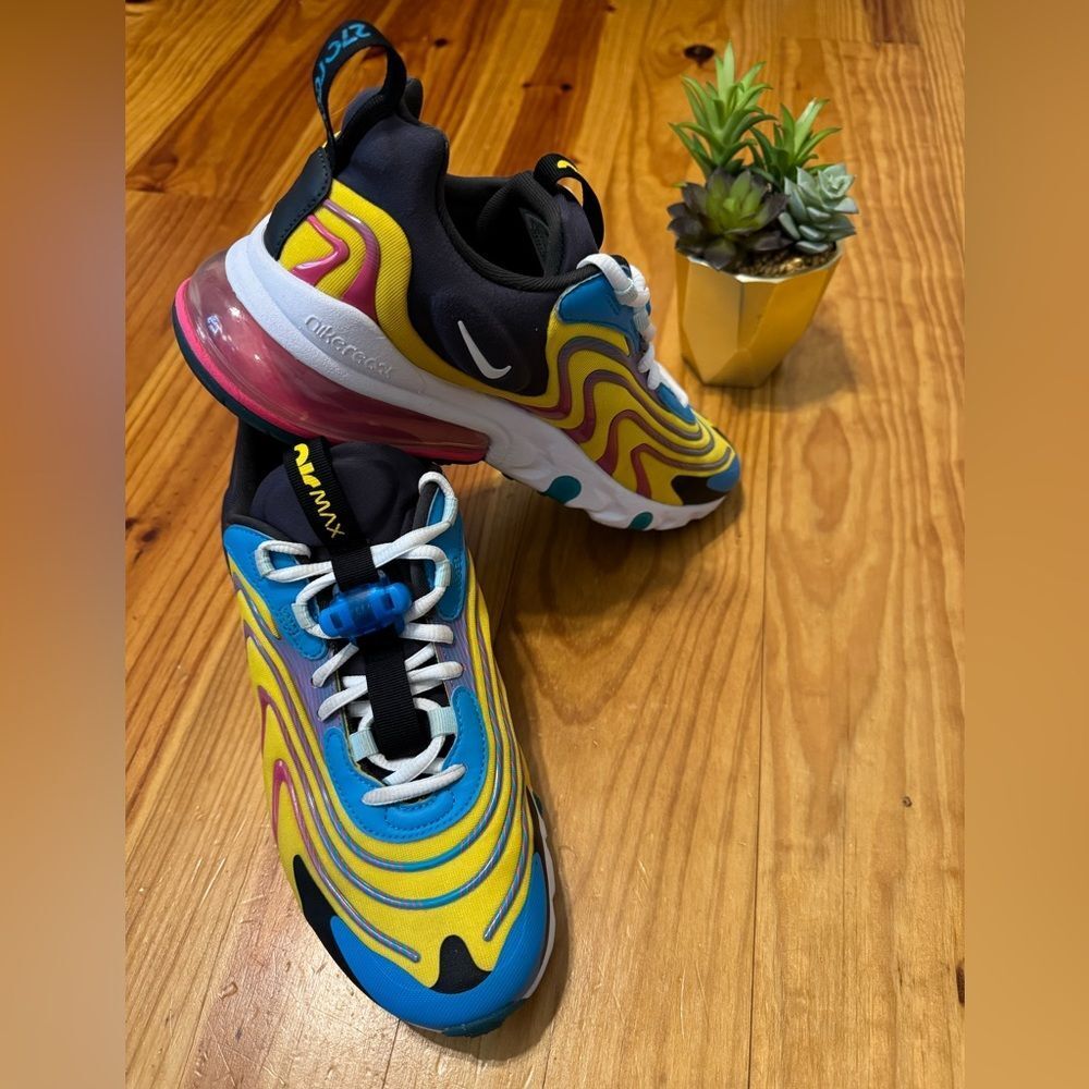 Nike Air Max 270 React ENG Mens SZ 7.5 Running Shoes Laser Blue/White/Anthracite